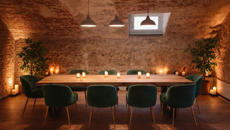 met tafel en kaarsen
